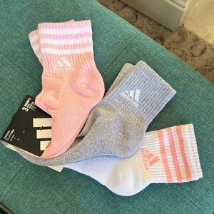 Adidas Trio Socks in Pink, Gray, and White